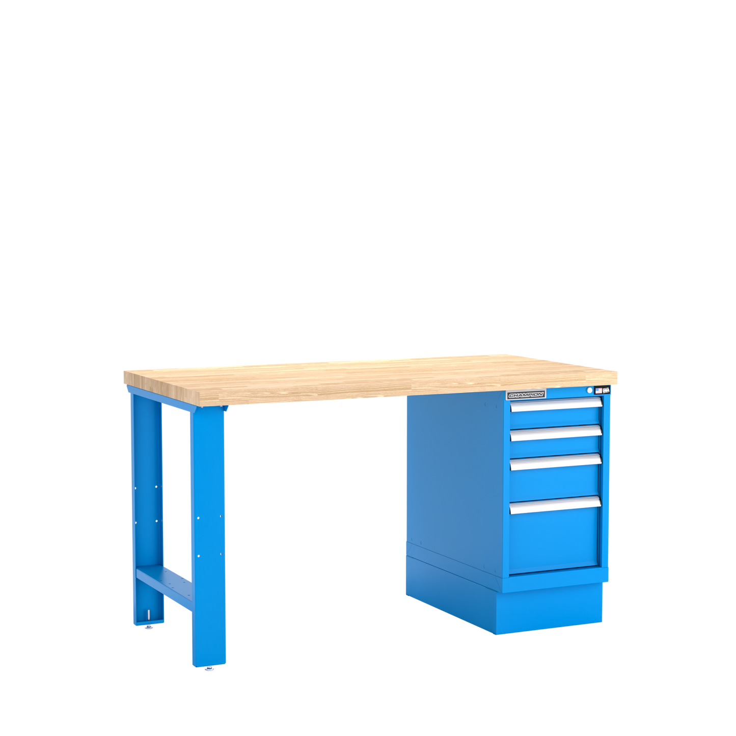 Champion Tool Storage WB200-B6030-BB 4-Drawer Standard Depth Cabinet Workbench WB200 | 60"W x 35-1/4"H x 30"D, Bright Blue