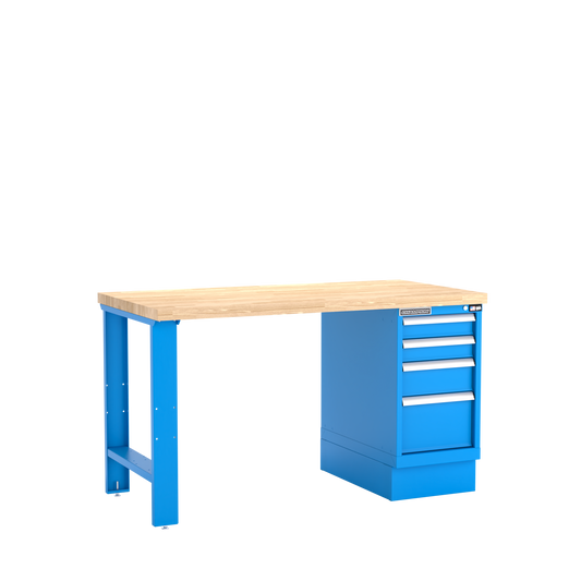 Champion Tool Storage WB200-B6030-BB 4-Drawer Standard Depth Cabinet Workbench WB200 | 60"W x 35-1/4"H x 30"D, Bright Blue
