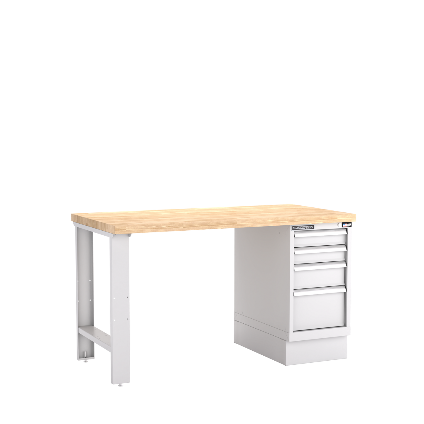 Champion Tool Storage WB200-B6030-LG 4-Drawer Standard Depth Cabinet Workbench WB200 | 60"W x 35-1/4"H x 30"D, Light Gray