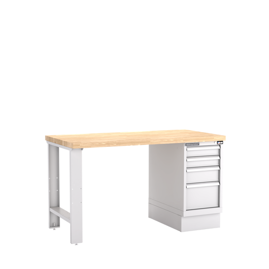 Champion Tool Storage WB200-B6030-LG 4-Drawer Standard Depth Cabinet Workbench WB200 | 60"W x 35-1/4"H x 30"D, Light Gray