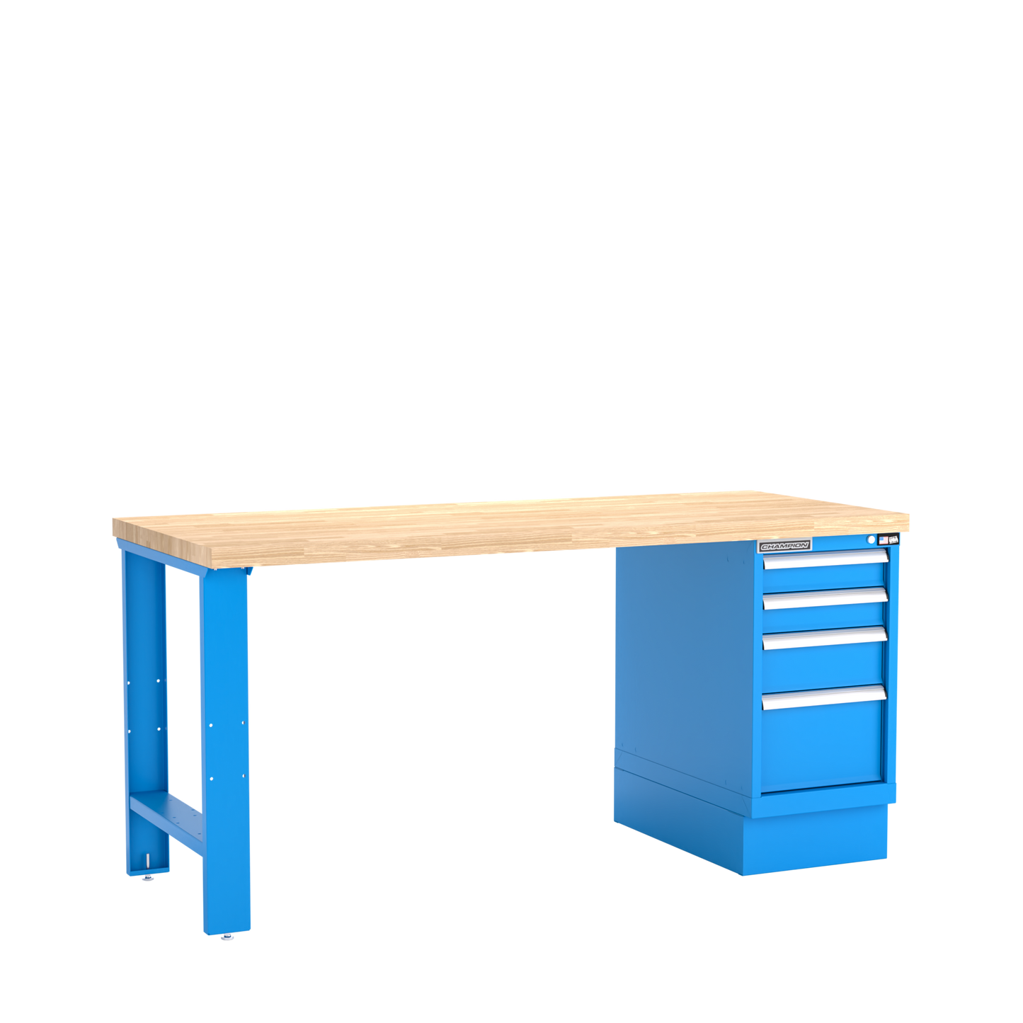 Champion Tool Storage WB200-B7230-BB 4-Drawer Standard Depth Cabinet Workbench WB200 | 72"W x 35-1/4"H x 30"D, Bright Blue