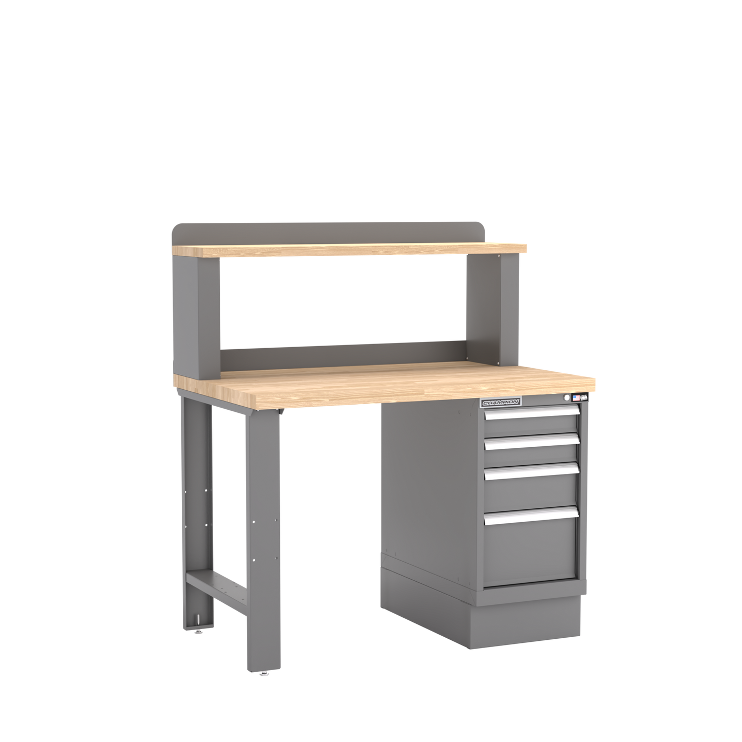 Champion Tool Storage WB201-B4830-DG 4-Drawer Standard Depth Cabinet Workbench, 12" Riser WB201 | 48"W x 35-1/4"H x 30"D, Dark Gray