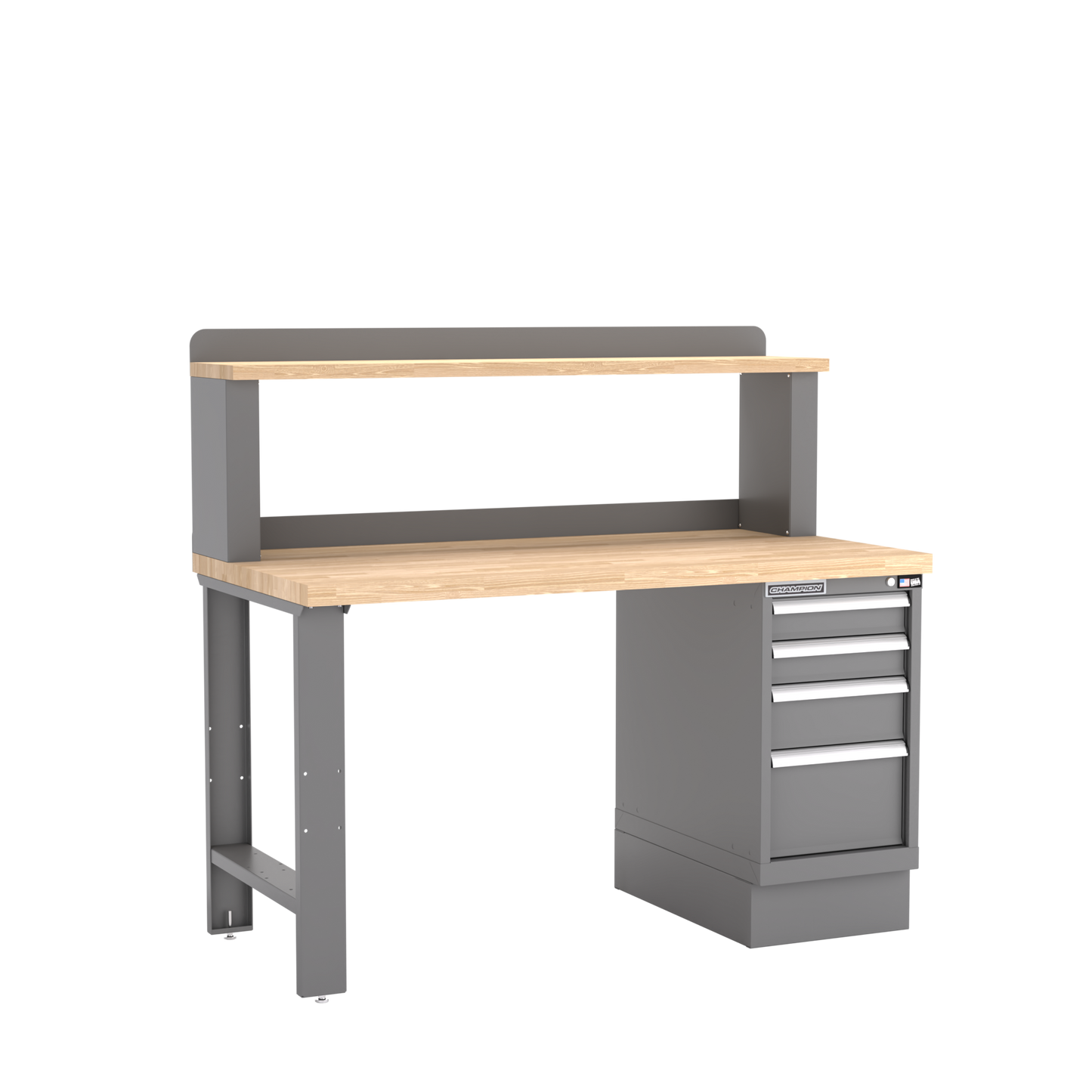Champion Tool Storage WB201-B6030-DG 4-Drawer Standard Depth Cabinet Workbench, 12" Riser WB201 | 60"W x 35-1/4"H x 30"D, Dark Gray