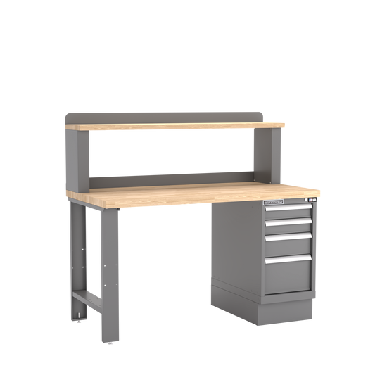 Champion Tool Storage WB201-B6030-DG 4-Drawer Standard Depth Cabinet Workbench, 12" Riser WB201 | 60"W x 35-1/4"H x 30"D, Dark Gray
