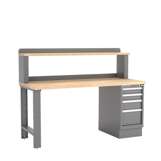 Champion Tool Storage WB201-B7230-DG 4-Drawer Standard Depth Cabinet Workbench, 12" Riser WB201 | 72"W x 35-1/4"H x 30"D, Dark Gray