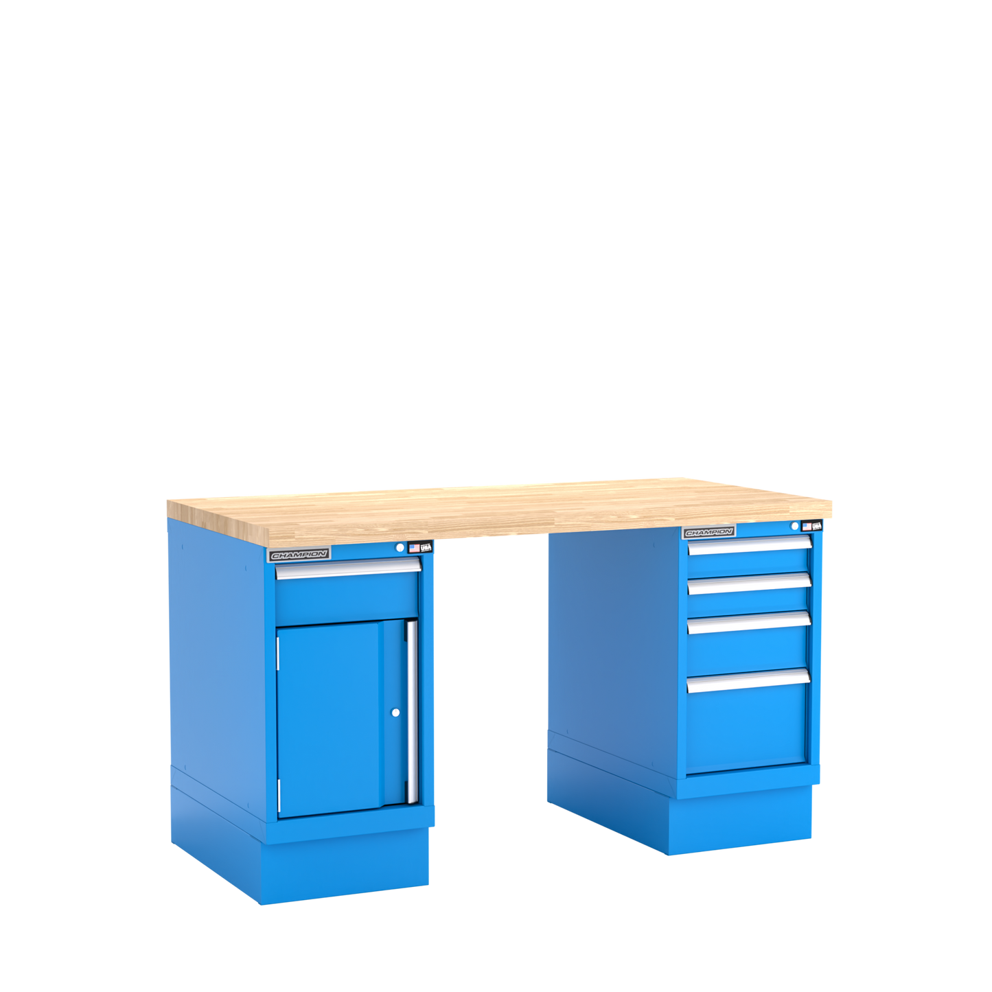 Champion Tool Storage WB400-B6030-BB Two Preconfigured Cabinets Workbench WB400 | 60"W x 35-1/4"H x 30"D, Bright Blue