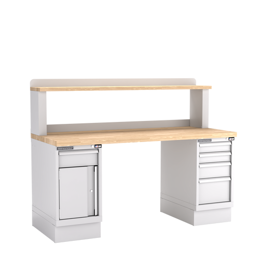 Champion Tool Storage WB401-B7230-LG Two Preconfigured Cabinets Workbench, 12" Riser WB401 | 72"W x 35-1/4"H x 30"D, Light Gray