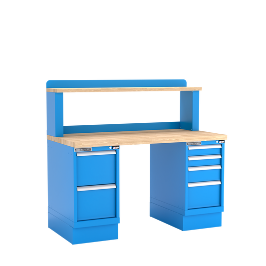 Champion Tool Storage WB501-B6030-BB Two Preconfigured Cabinets Workbench, 12" Riser WB501 | 60"W x 35-1/4"H x 30"D, Bright Blue