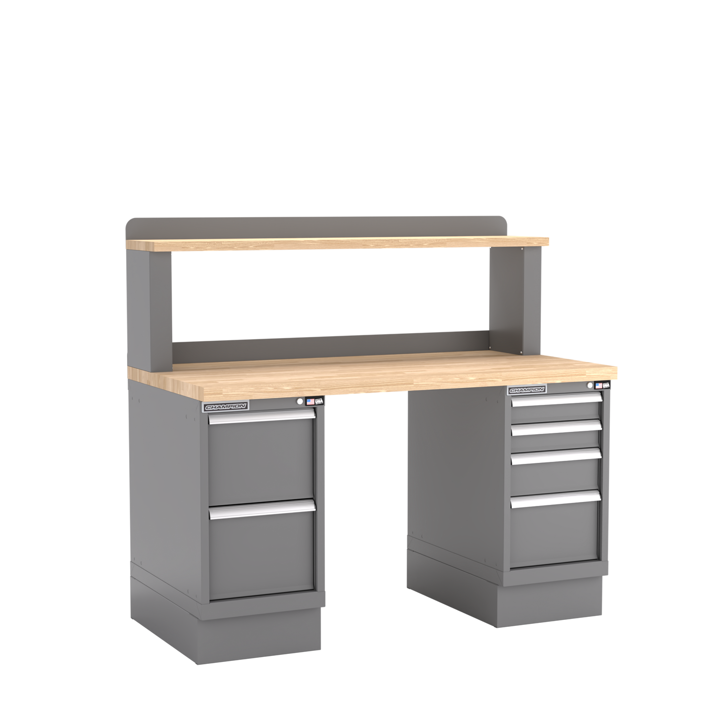 Champion Tool Storage WB501-B6030-DG Two Preconfigured Cabinets Workbench, 12" Riser WB501 | 60"W x 35-1/4"H x 30"D, Dark Gray