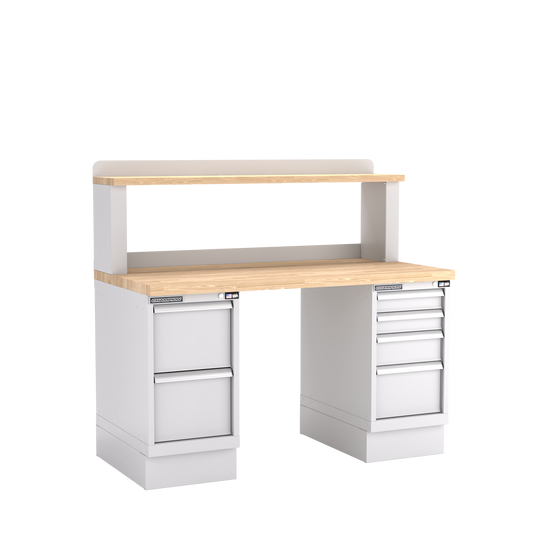 Champion Tool Storage WB501-B6030-LG Two Preconfigured Cabinets Workbench, 12" Riser WB501 | 60"W x 35-1/4"H x 30"D, Light Gray