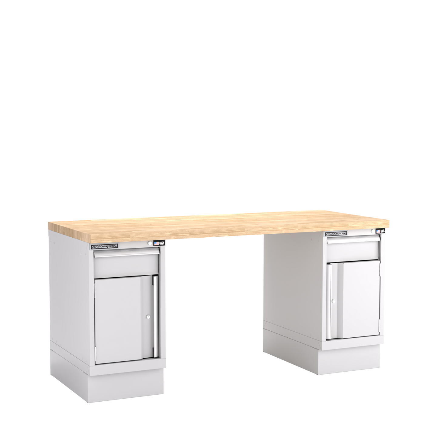 Champion Tool Storage WB700-B7230-LG Two Preconfigured Cabinets Workbench WB700 | 72"W x 35-1/4"H x 30"D, Light Gray