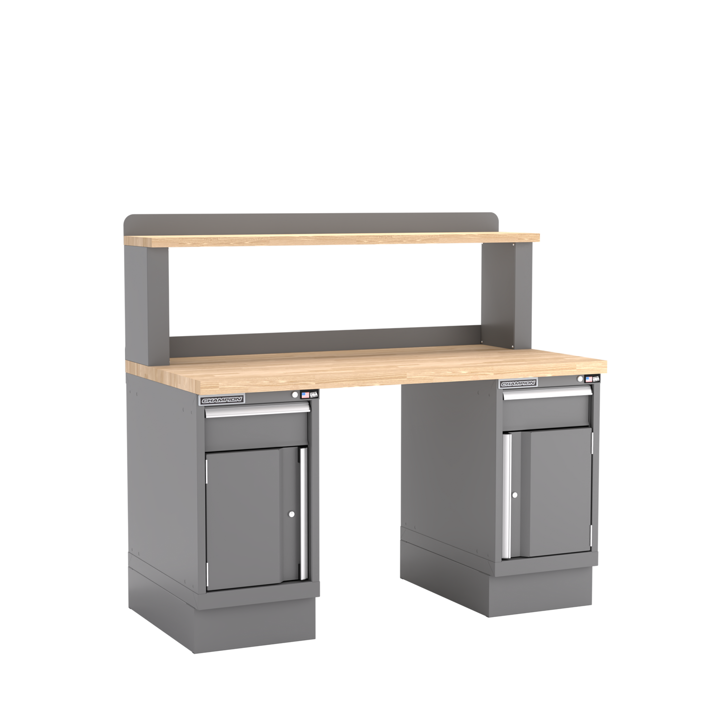 Champion Tool Storage WB701-B6030-DG Two Preconfigured Cabinets Workbench,12" Riser WB701 | 60"W x 35-1/4"H x 30"D, Dark Gray