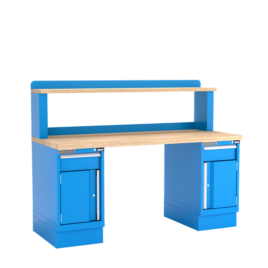 Champion Tool Storage WB701-B7230-BB Two Preconfigured Cabinets Workbench,12" Riser WB701 | 72"W x 35-1/4"H x 30"D, Bright Blue
