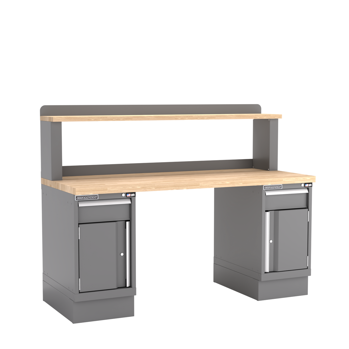 Champion Tool Storage WB701-B7230-DG Two Preconfigured Cabinets Workbench,12" Riser WB701 | 72"W x 35-1/4"H x 30"D, Dark Gray