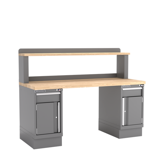 Champion Tool Storage WB701-B7230-DG Two Preconfigured Cabinets Workbench,12" Riser WB701 | 72"W x 35-1/4"H x 30"D, Dark Gray