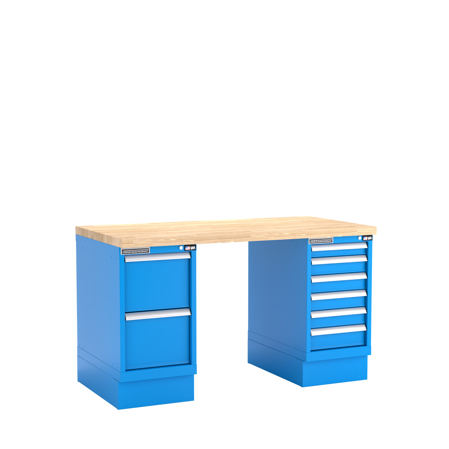 Champion Tool Storage WB800-B6030-BB Two Preconfigured Cabinets Workbench WB800 | 60"W x 35-1/4"H x 30"D, Bright Blue