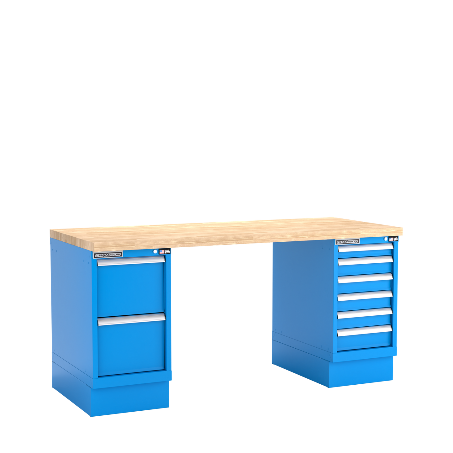 Champion Tool Storage WB800-B7230-BB Two Preconfigured Cabinets Workbench WB800 | 72"W x 35-1/4"H x 30"D, Bright Blue