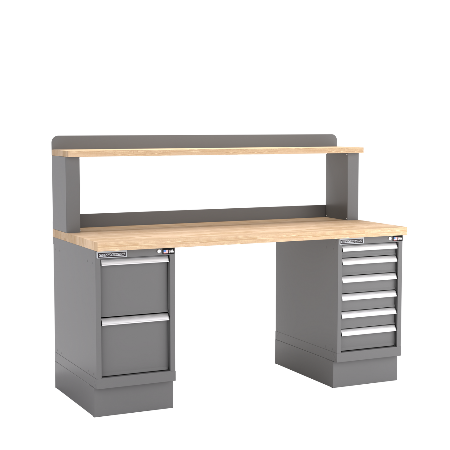 Champion Tool Storage WB801-B7230-DG Two Preconfigured Cabinets Workbench, 12" Riser WB801 | 72"W x 35-1/4"H x 30"D, Dark Gray