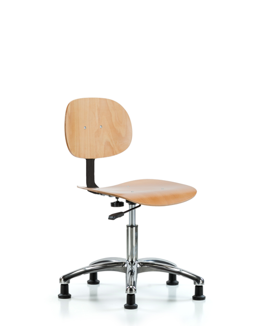 Blue Ridge Ergonomics WDHCH-CR-RG Wood Chair Chrome - Desk Height with Stationary Glides