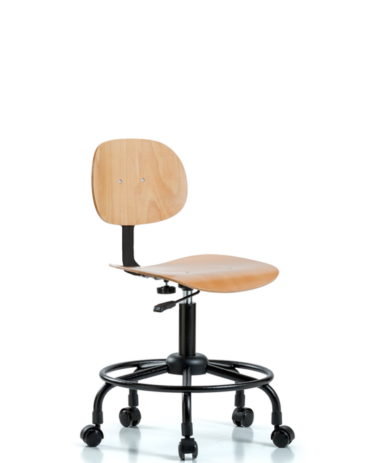 Blue Ridge Ergonomics WDHCH-RT-RC Wood Chair - Desk Height with Round Tube Base & Casters