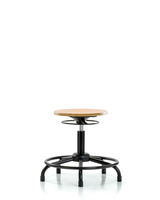 Blue Ridge Ergonomics WDHSO-RT-RG Wood Stool - Desk Height with Round Tube Base & Stationary Glides