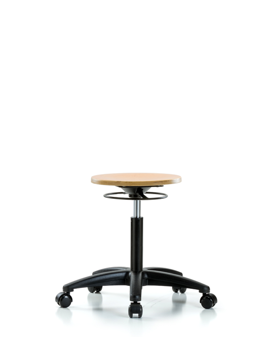 Blue Ridge Ergonomics WMBSO-RG-NF-RC Wood Stool - Medium Bench Height with Casters