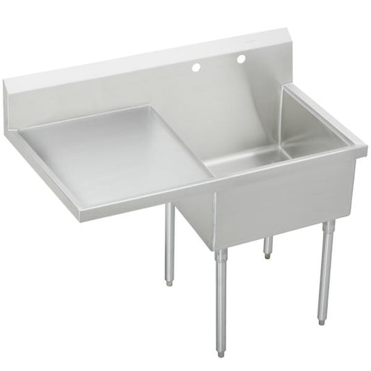 Elkay WNSF8124L2 Weldbilt® Stainless Steel 49-1/2" x 27-1/2" x 14" Floor Mount Single Compartment Scullery Sink with Drainboard