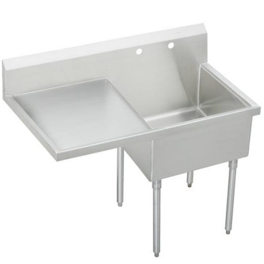Elkay WNSF8130L2 Weldbilt® Stainless Steel 55-1/2" x 27-1/2" x 14" Floor Mount Single Compartment Scullery Sink with Drainboard