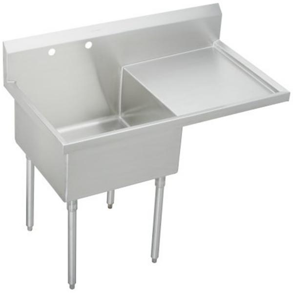 Elkay WNSF8130R2 Weldbilt® Stainless Steel 55-1/2" x 27-1/2" x 14" Floor Mount Single Compartment Scullery Sink with Drainboard