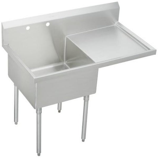 Elkay WNSF8130R2 Weldbilt® Stainless Steel 55-1/2" x 27-1/2" x 14" Floor Mount Single Compartment Scullery Sink with Drainboard