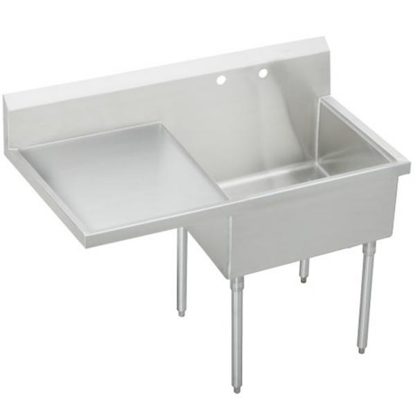Elkay WNSF8136L2 Weldbilt® Stainless Steel 61-1/2" x 27-1/2" x 14" Floor Mount Single Compartment Scullery Sink with Drainboard