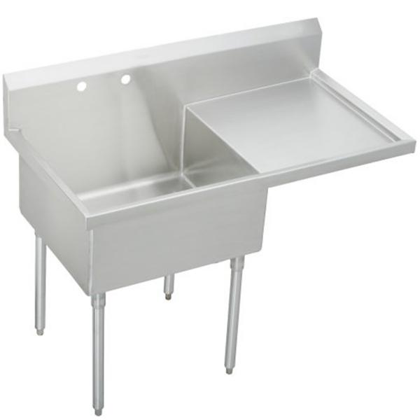 Elkay WNSF8136R2 Weldbilt® Stainless Steel 61-1/2" x 27-1/2" x 14" Floor Mount Single Compartment Scullery Sink with Drainboard