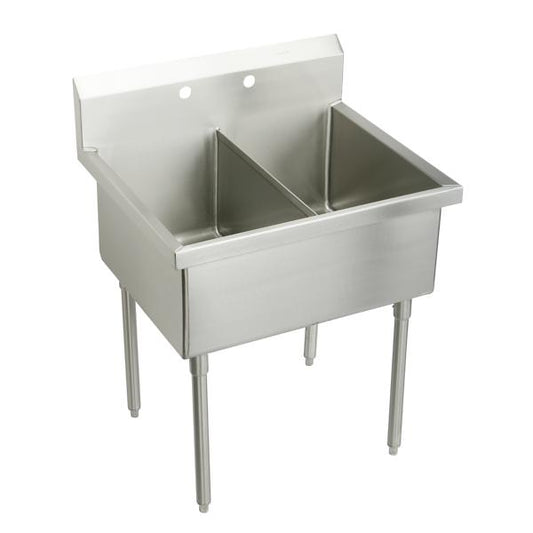 Elkay WNSF82302 Weldbilt® Stainless Steel 33" x 27-1/2" x 14" Floor Mount Double Compartment Scullery Sink