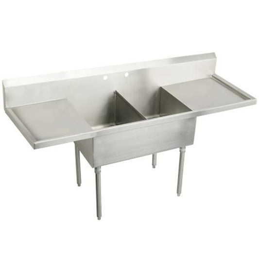 Elkay WNSF8230LR2 Weldbilt® Stainless Steel 78" x 27-1/2" x 14" Floor Mount Double Compartment Scullery Sink with Drainboard