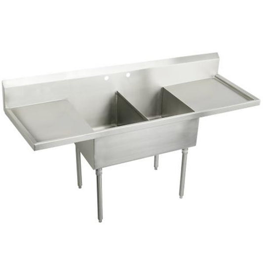 Elkay WNSF8236LR2 Weldbilt® Stainless Steel 84" x 27-1/2" x 14" Floor Mount Double Compartment Scullery Sink with Drainboard