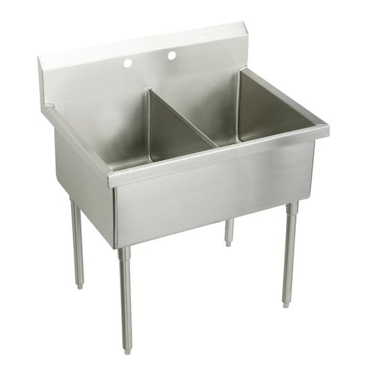 Elkay WNSF82422 Weldbilt® Stainless Steel 45" x 27-1/2" x 14" Floor Mount Double Compartment Scullery Sink