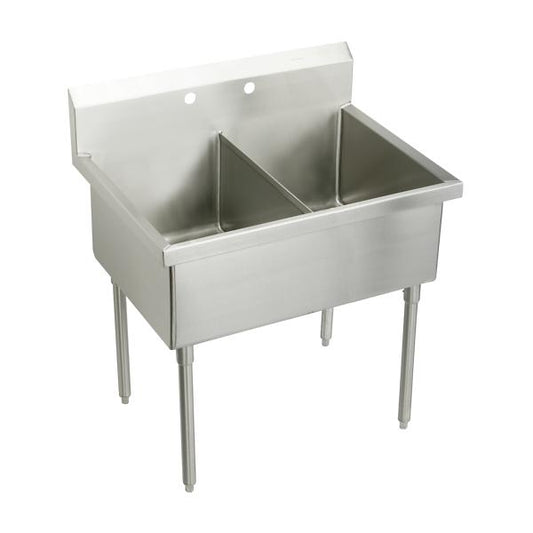 Elkay WNSF82482 Weldbilt® Stainless Steel 51" x 27-1/2" x 14" Floor Mount Double Compartment Scullery Sink