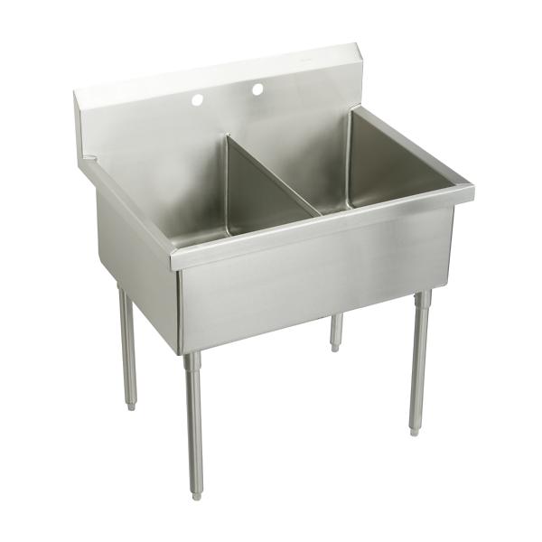 Elkay WNSF82542 Weldbilt® Stainless Steel 57" x 27-1/2" x 14" Floor Mount Double Compartment Scullery Sink