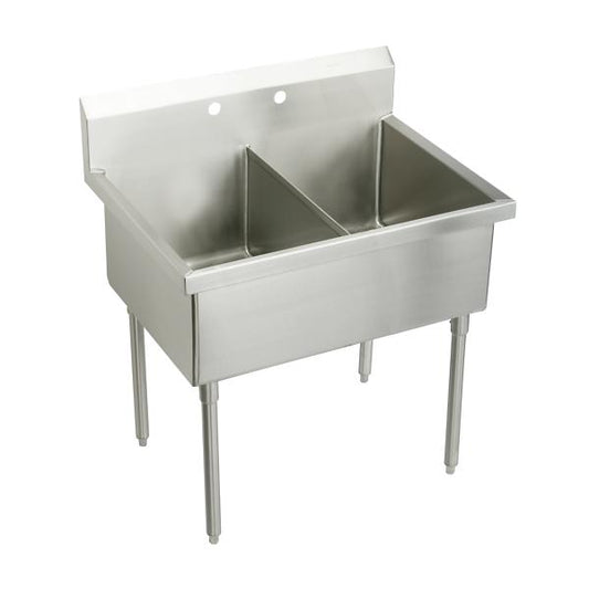 Elkay WNSF82542 Weldbilt® Stainless Steel 57" x 27-1/2" x 14" Floor Mount Double Compartment Scullery Sink