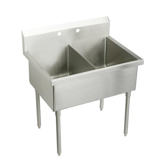 Elkay WNSF82602 Weldbilt® Stainless Steel 63" x 27-1/2" x 14" Floor Mount Double Compartment Scullery Sink
