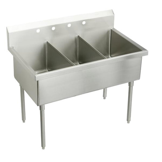 Elkay WNSF83724 Weldbilt® Stainless Steel 75" x 27-1/2" x 14" Floor Mount Triple Compartment Scullery Sink