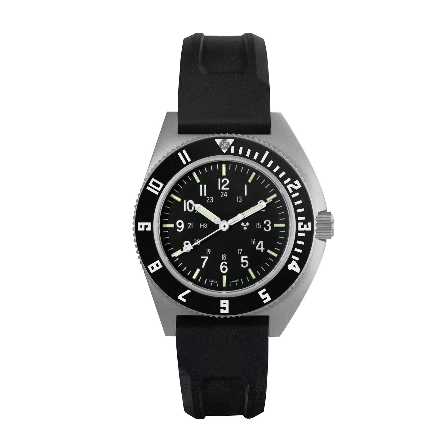 Marathon WW194001SS-0830 Steel Navigator Watch on 3-Piece Rubber Strap Kit, Digital, Battery Operated, 41 mm