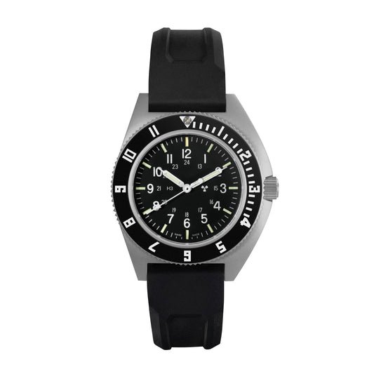 Marathon WW194001SS-0830 Steel Navigator Watch on 3-Piece Rubber Strap Kit, Digital, Battery Operated, 41 mm