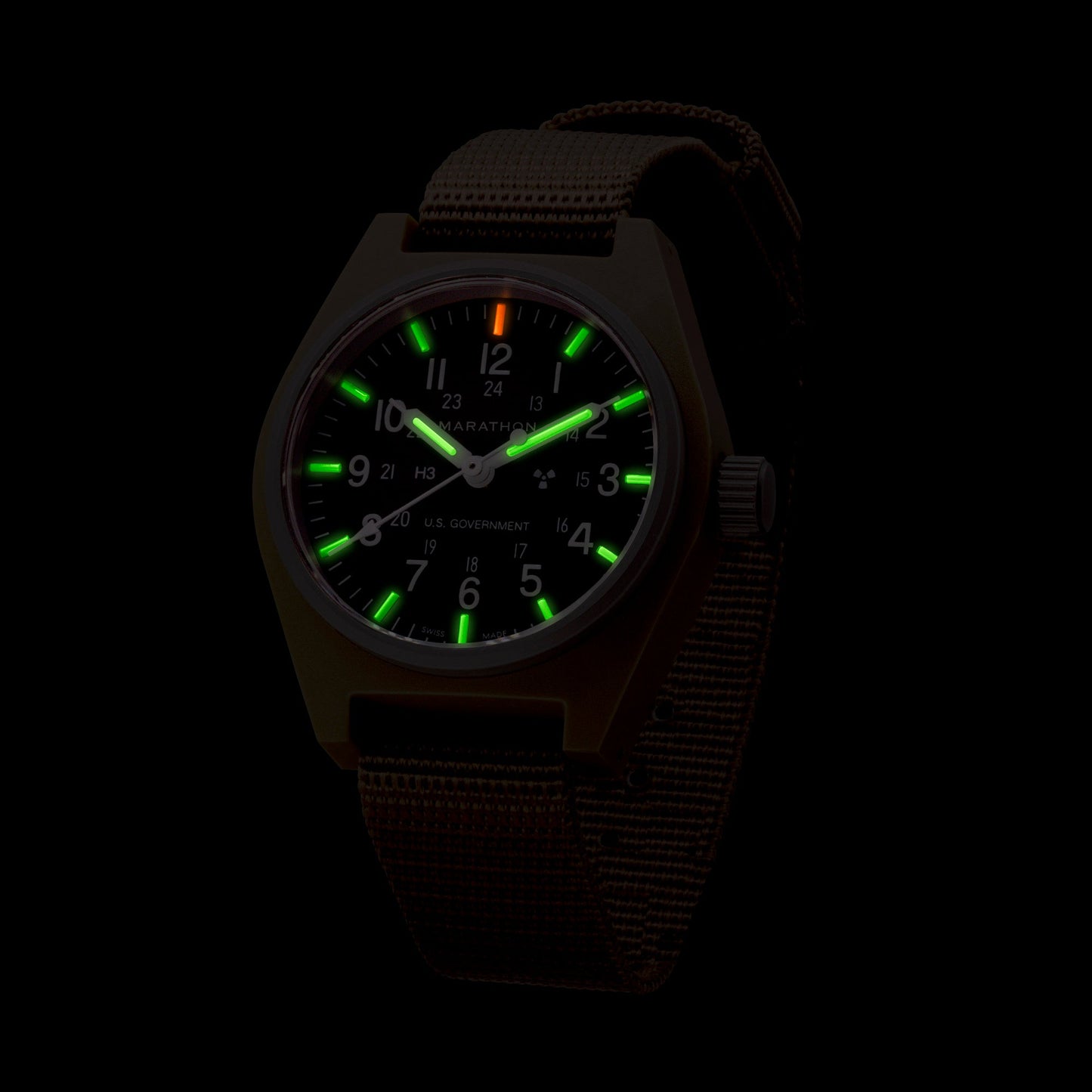Marathon WW194004DT-0803 Desert Tan General Purpose Quartz (GPQ) - 34mm with Desert Tan Ballistic Nylon Strap