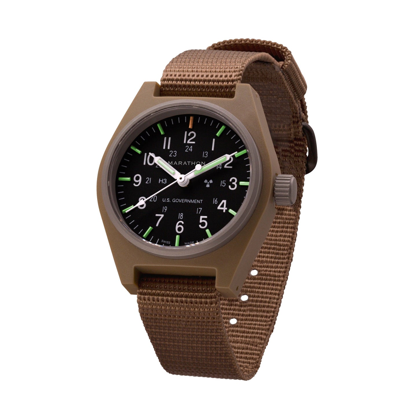 Marathon WW194004DT-0803 Desert Tan General Purpose Quartz (GPQ) - 34mm with Desert Tan Ballistic Nylon Strap