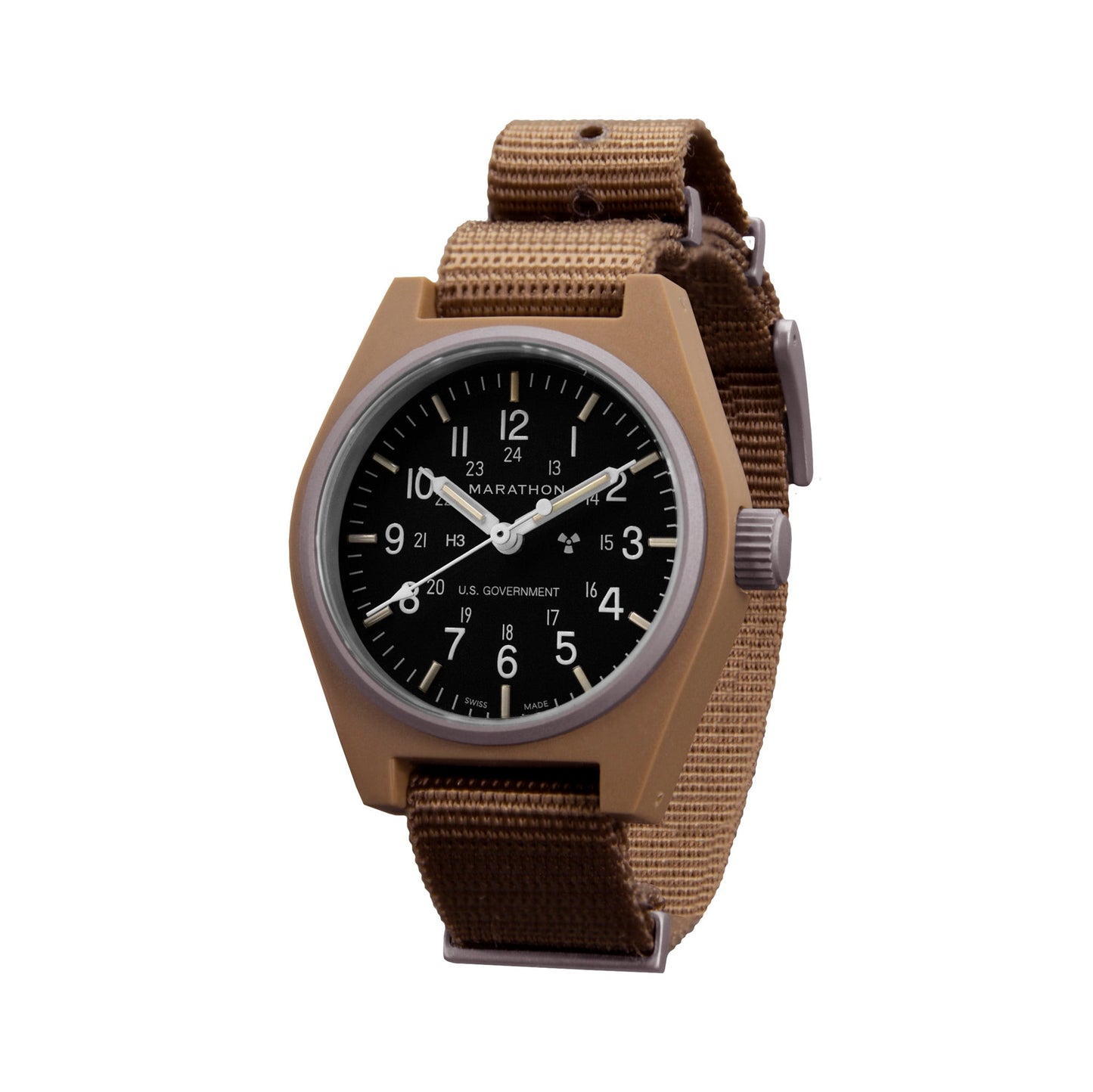 Marathon WW194004DT-0803 Desert Tan General Purpose Quartz (GPQ) - 34mm with Desert Tan Ballistic Nylon Strap