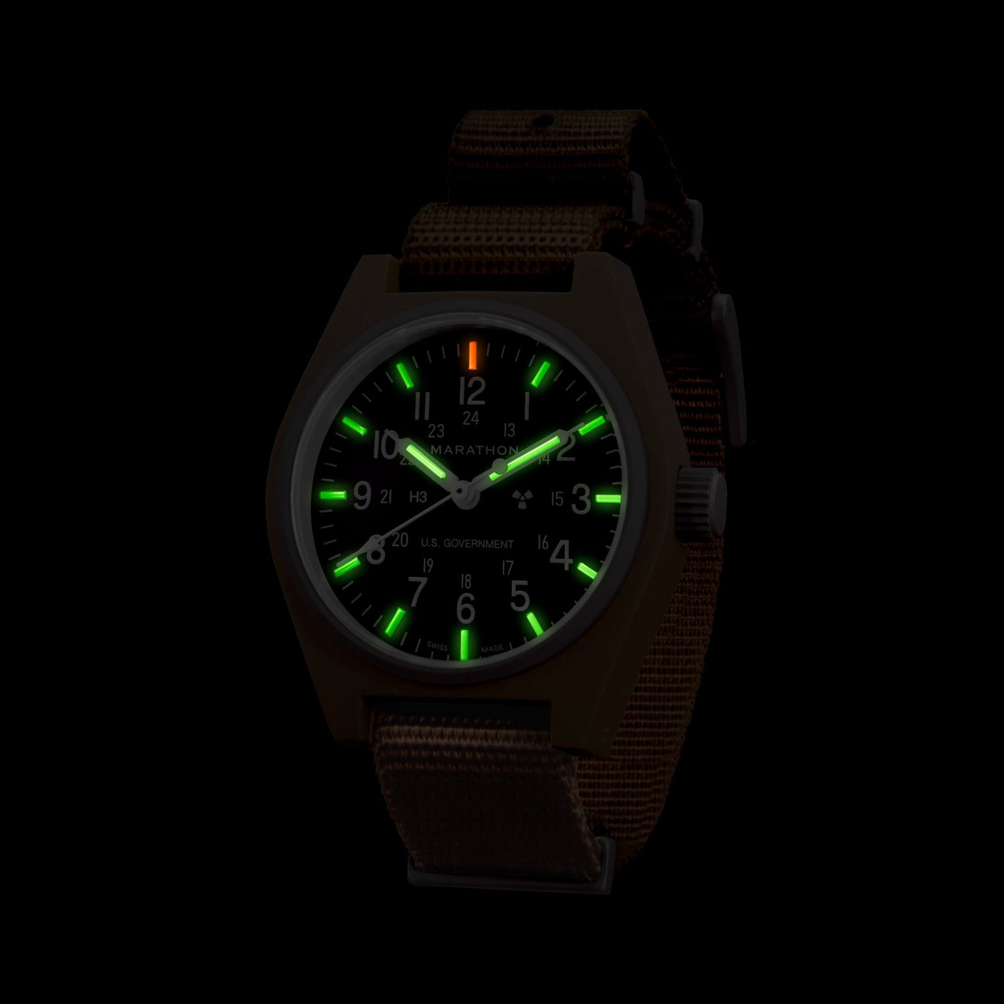 Marathon WW194004DT-0803 Desert Tan General Purpose Quartz (GPQ) - 34mm with Desert Tan Ballistic Nylon Strap