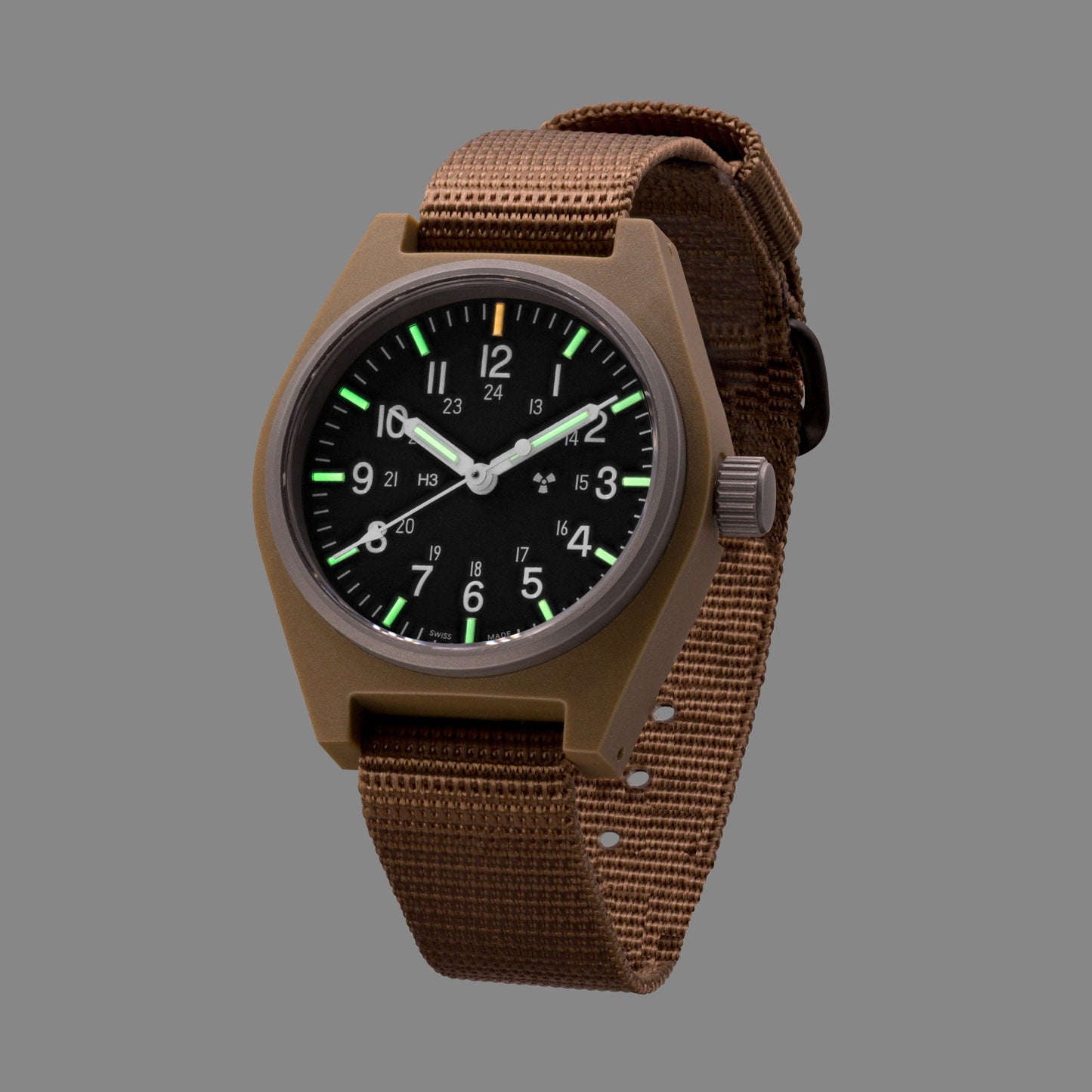Marathon WW194004DT-0803 Desert Tan General Purpose Quartz (GPQ) - 34mm with Desert Tan Ballistic Nylon Strap