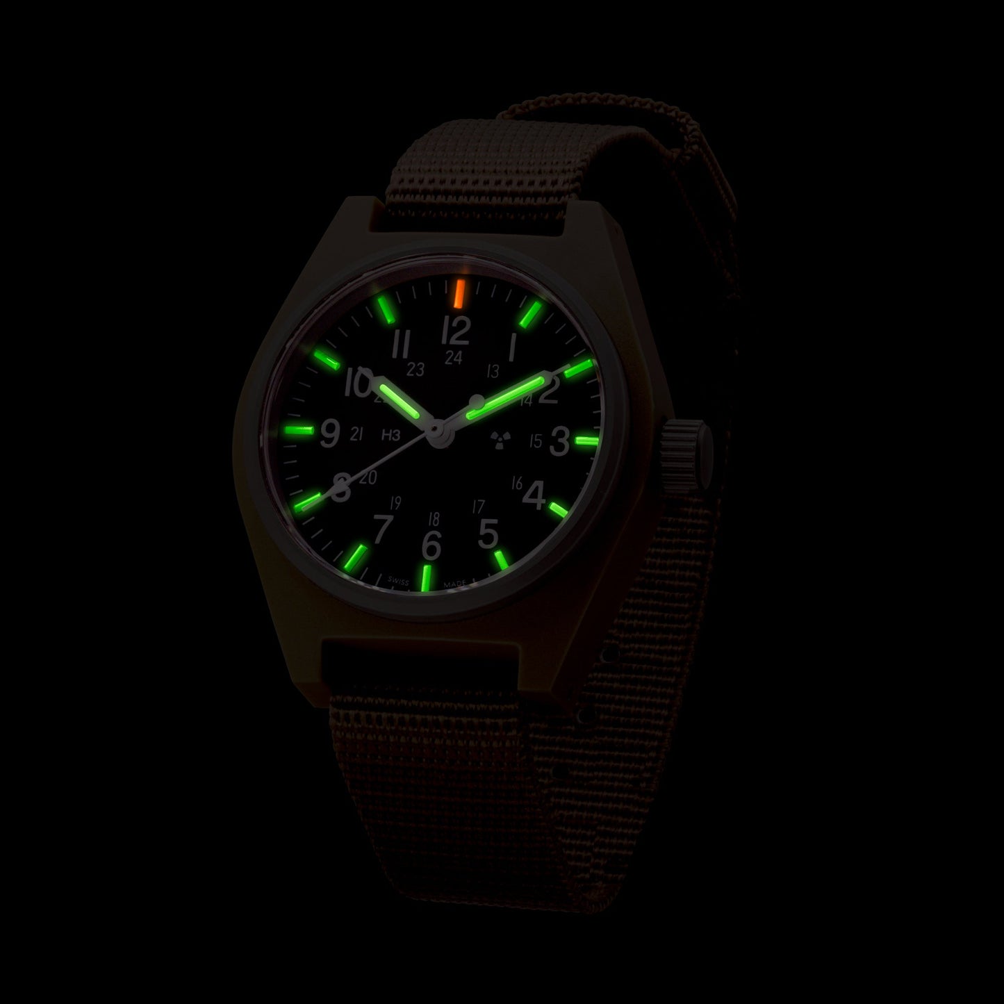 Marathon WW194004DT-0803 Desert Tan General Purpose Quartz (GPQ) - 34mm with Desert Tan Ballistic Nylon Strap