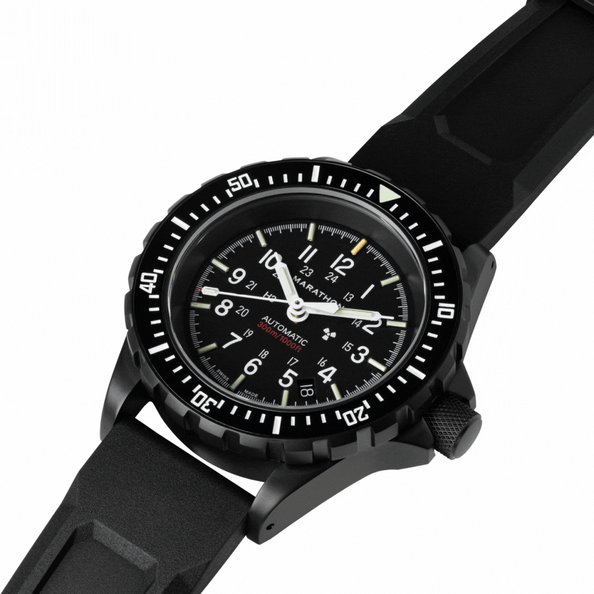 Marathon WW194006BK-0130 Anthracite Large Diver's Automatic (GSAR) - 41mm with 3 pcs Black Rubber Strap and Black Buckle